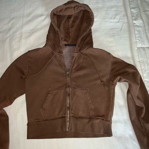 Brandy Melville- cropped chocolate hoodie